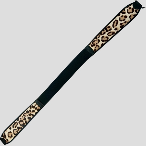 Chico\'s Leopard Print Furry Leather Belt with Black Trim EUC M or 38” main image 6